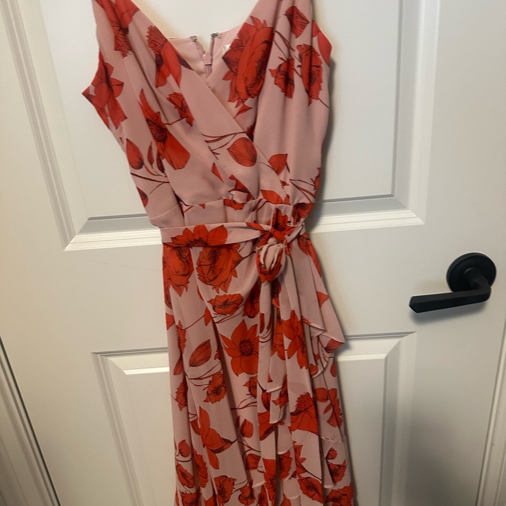 Eliza J Blush Pink Maxi Dress with Orange Floral Print